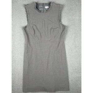 J. Crew Dress Womens Size 14 Gray Ruffle Neck Sheath Sleeveless Above Knee
